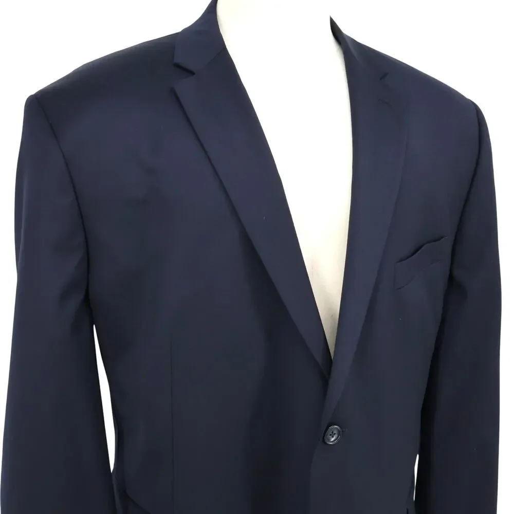 Jos A Bank Sport Coat Mens 52R Navy Blue Wool Jacket Lined Blazer Preppy Career